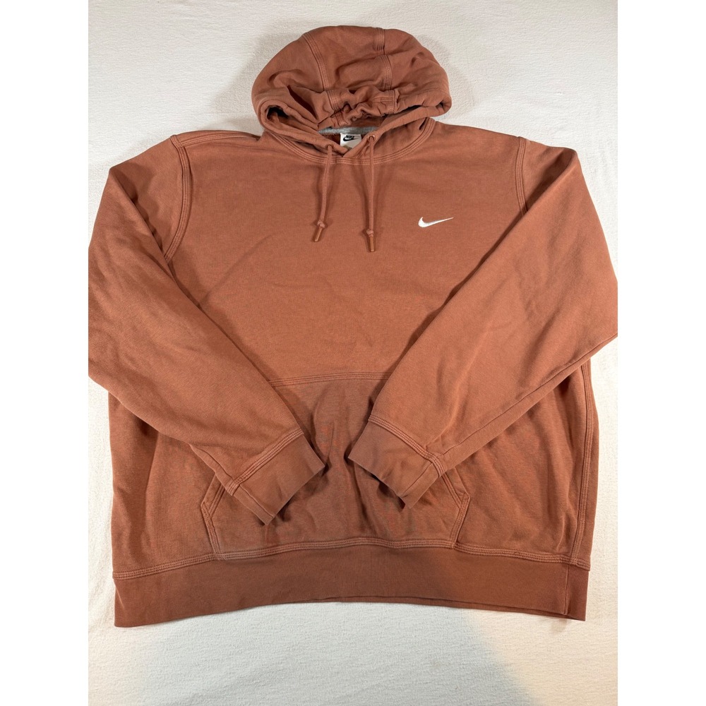 Nike Sportswear Club Fleece Hoodie Rust Orange Swoosh 611457-215 Mens 2XL